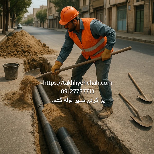 پر کردن روی لوله فاضلاب با خاک مناسب